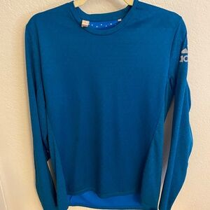 Adidas Men's Long Sleeve Blue Athletic Shirt (Medium)